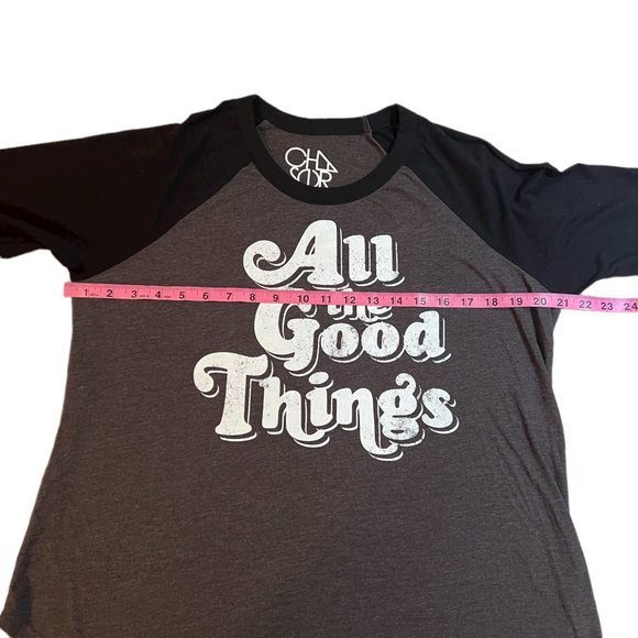 Women's Chaser REVOLVE  Baseball Tee All The‎ Good Things Gray 3/4 Sleeves L - Picture 5 of 5